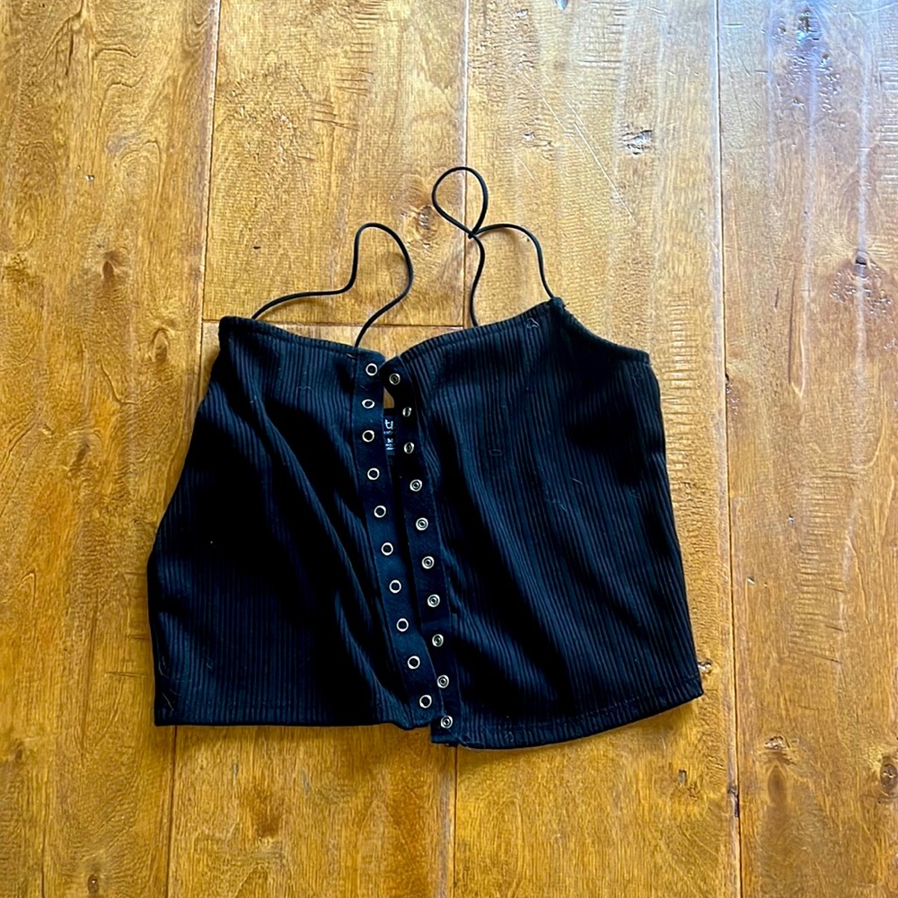 womens black crop top shirt